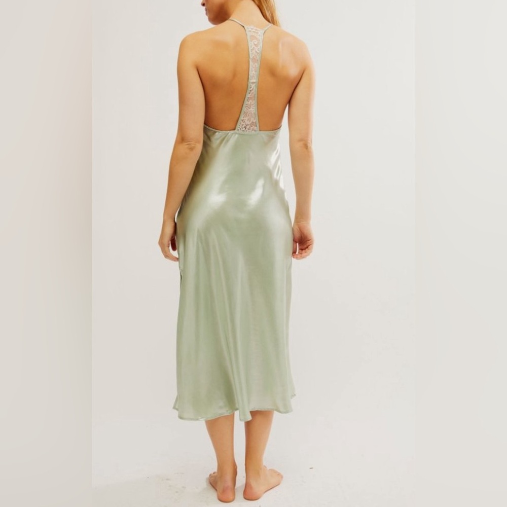 Free People Sunset Shimmer Midi Slip in Light Green size Medium NWT